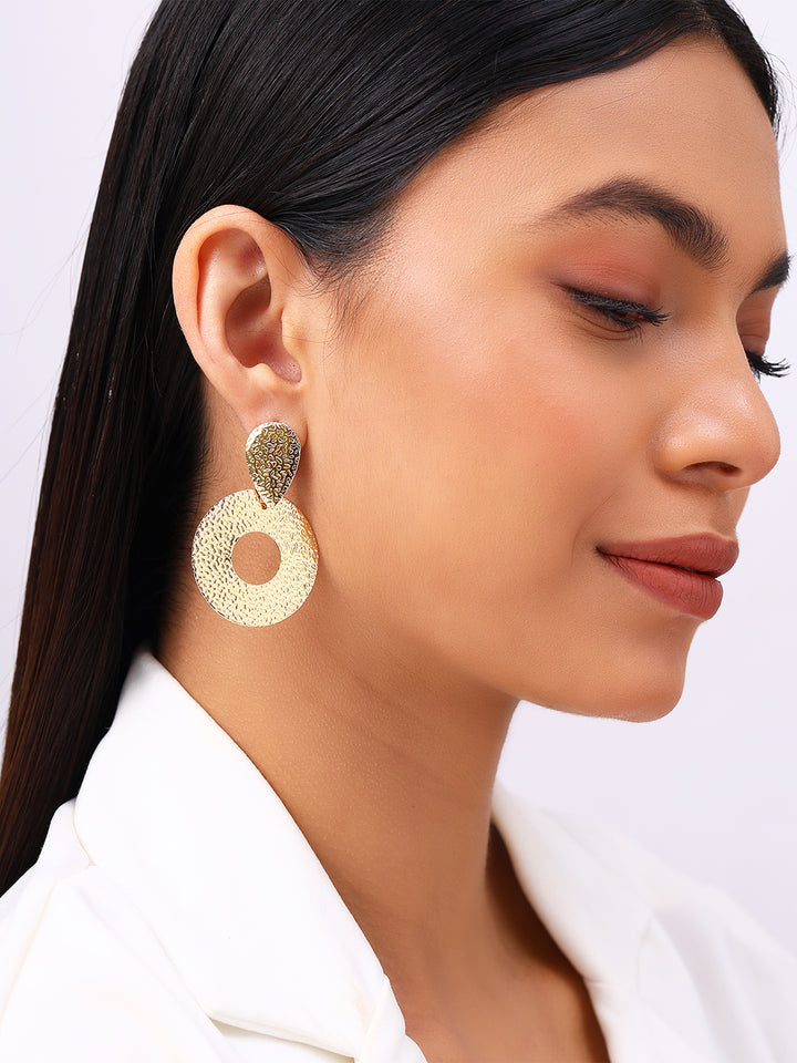 Priyaasi Gold Plated Contemporary Drop Earrings