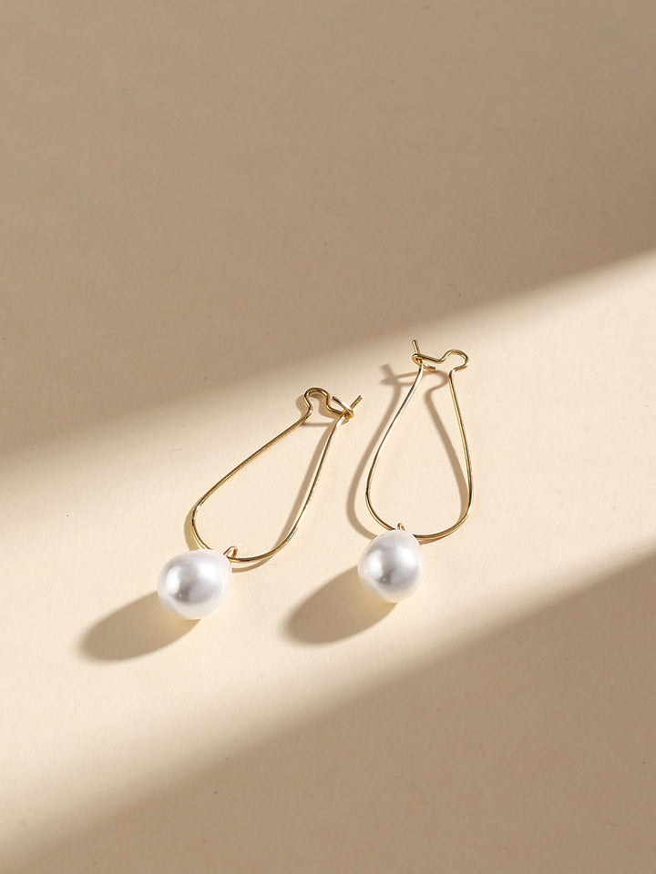 Priyaasi Gold Plated White Pearl Drop Earrings