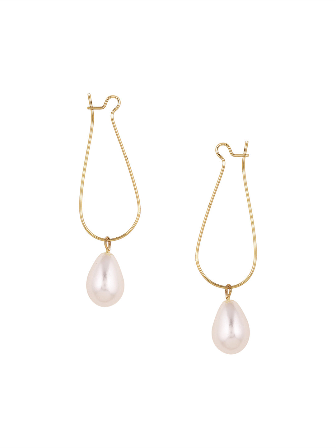 Priyaasi Gold Plated White Pearl Drop Earrings