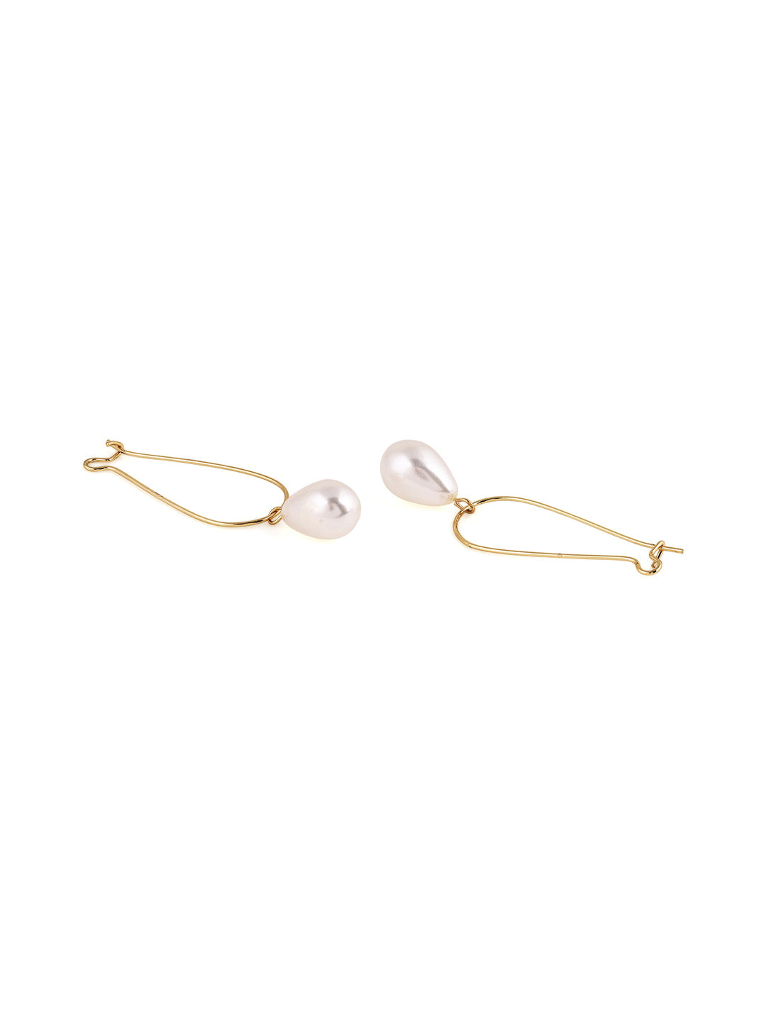 Priyaasi Gold Plated White Pearl Drop Earrings