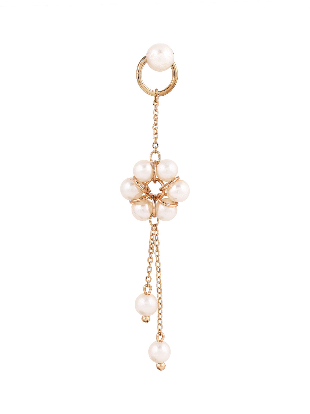 Priyaasi Gold Plated White Floral Pearl Drop Earrings