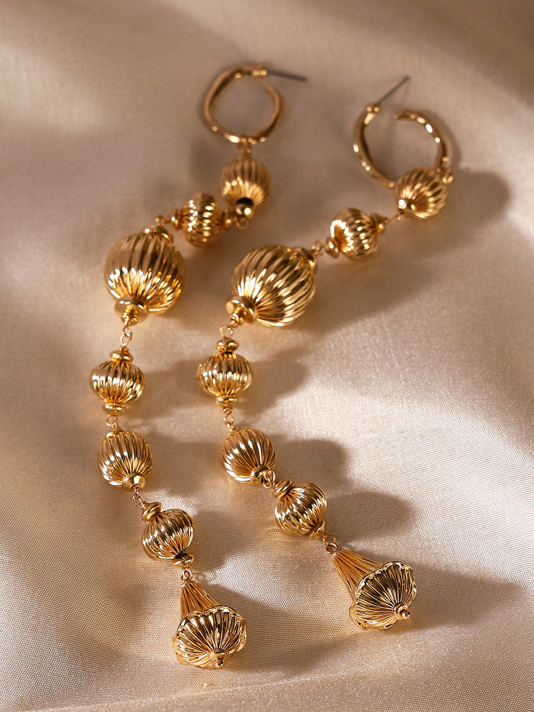 Priyaasi Gold Balls Shoulder Duster Gold Plated Earrings