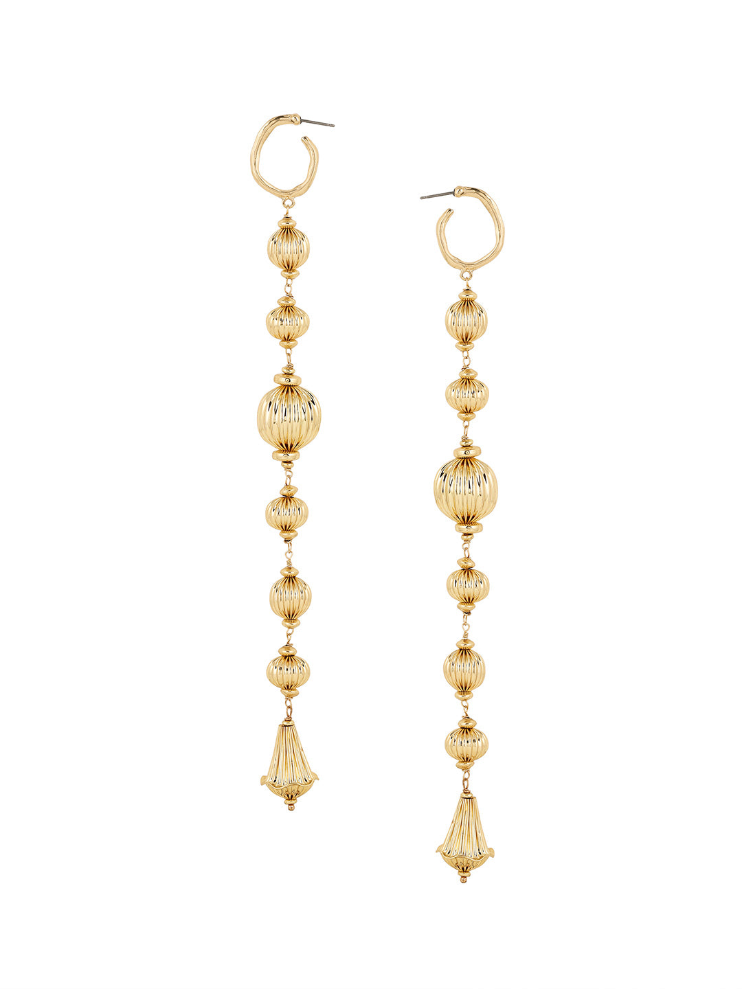 Priyaasi Gold Balls Shoulder Duster Gold Plated Earrings