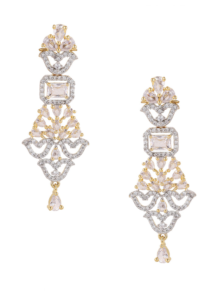 Priyaasi Floral AD Fancy Gold Plating Elegant Drop Earrings