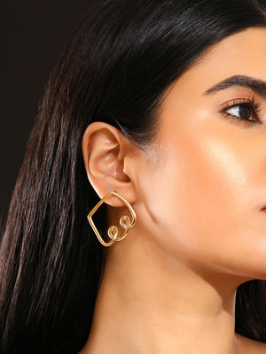 Priyaasi Statement Curl Design Gold Plating Stud Fancy Earrings