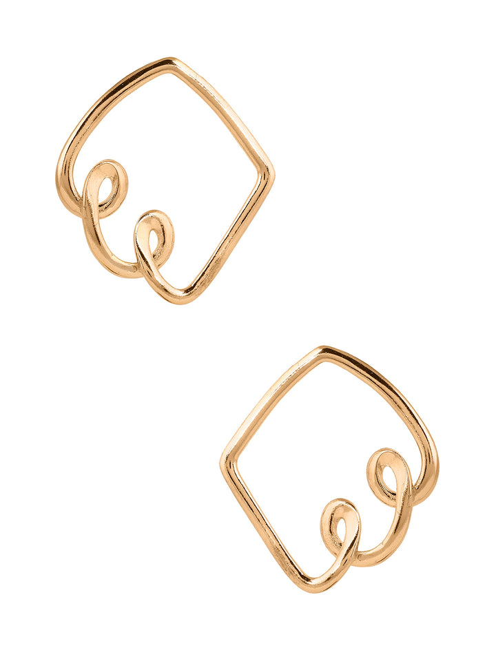 Priyaasi Statement Curl Design Gold Plating Stud Fancy Earrings