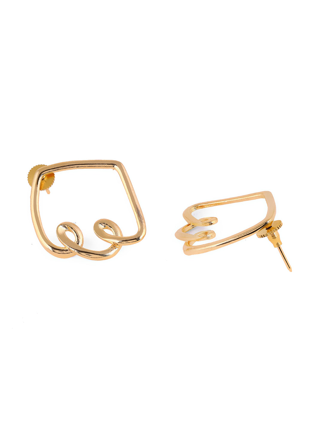 Priyaasi Statement Curl Design Gold Plating Stud Fancy Earrings