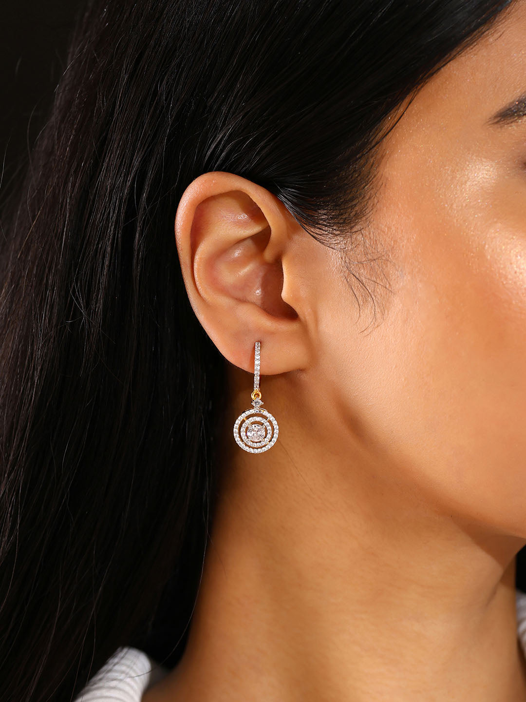 Priyaasi AD Geometrical Design Gold Plating Drop Fancy Earrings