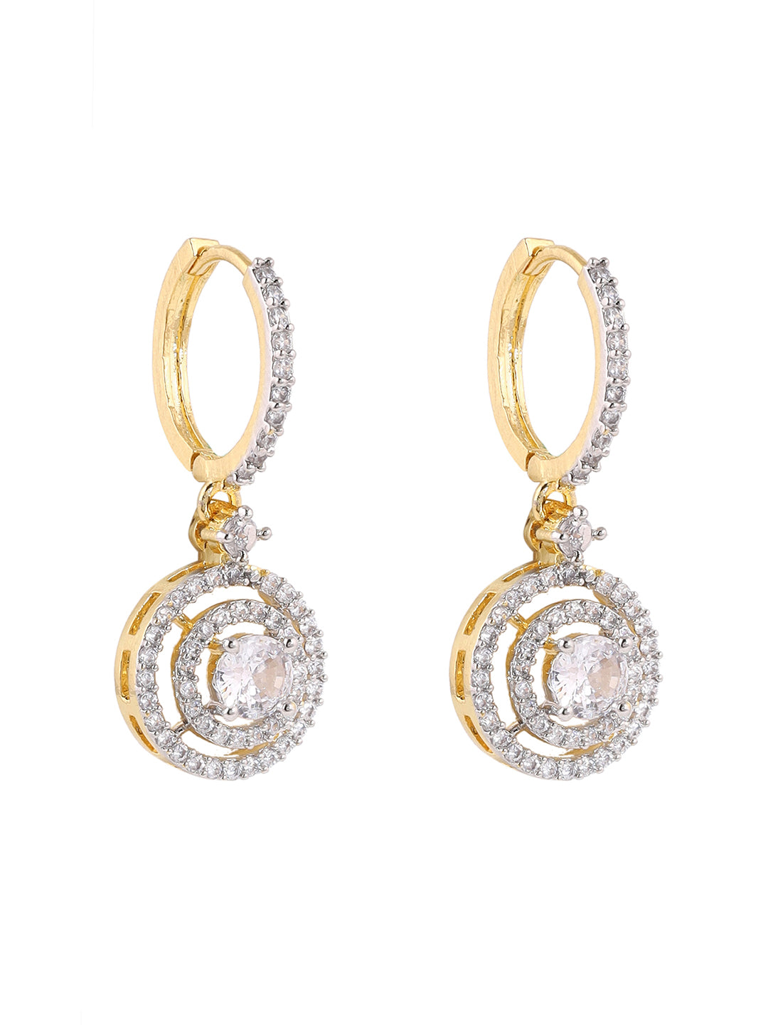 Priyaasi AD Geometrical Design Gold Plating Drop Fancy Earrings