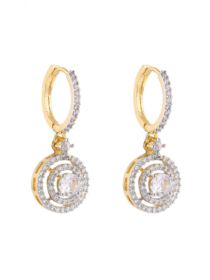 Priyaasi AD Geometrical Design Gold Plating Drop Fancy Earrings