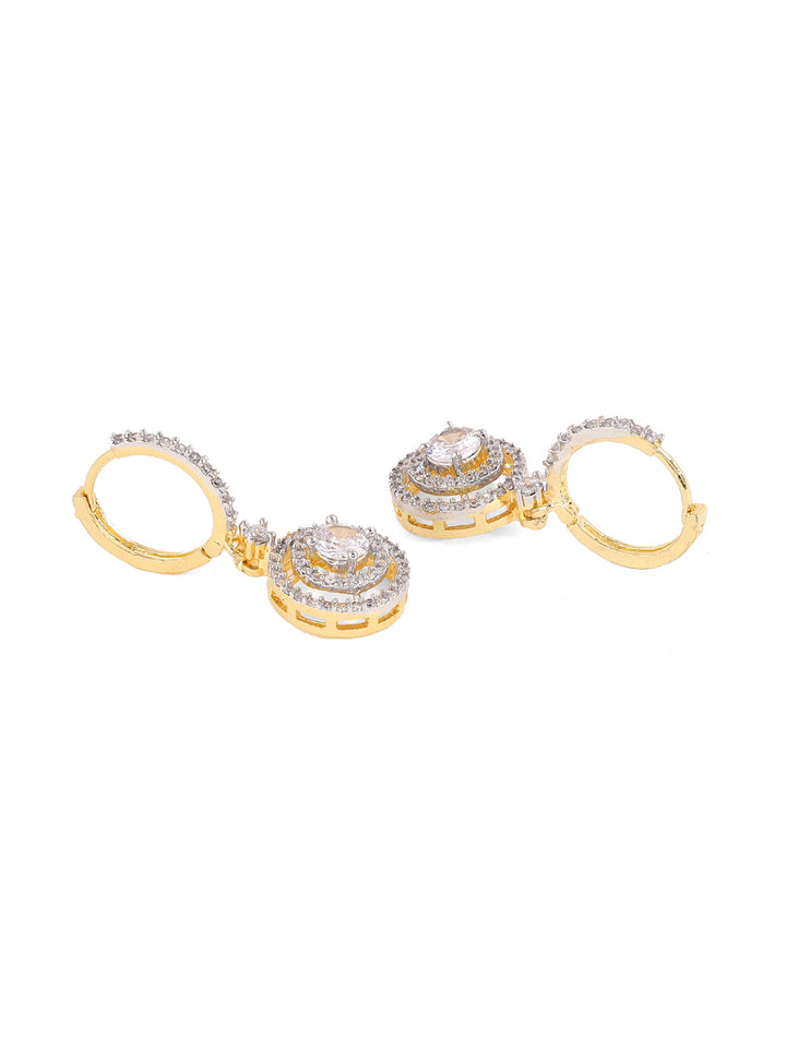 Priyaasi AD Geometrical Design Gold Plating Drop Fancy Earrings