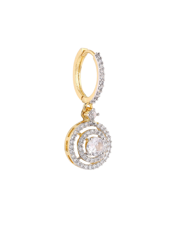 Priyaasi AD Geometrical Design Gold Plating Drop Fancy Earrings