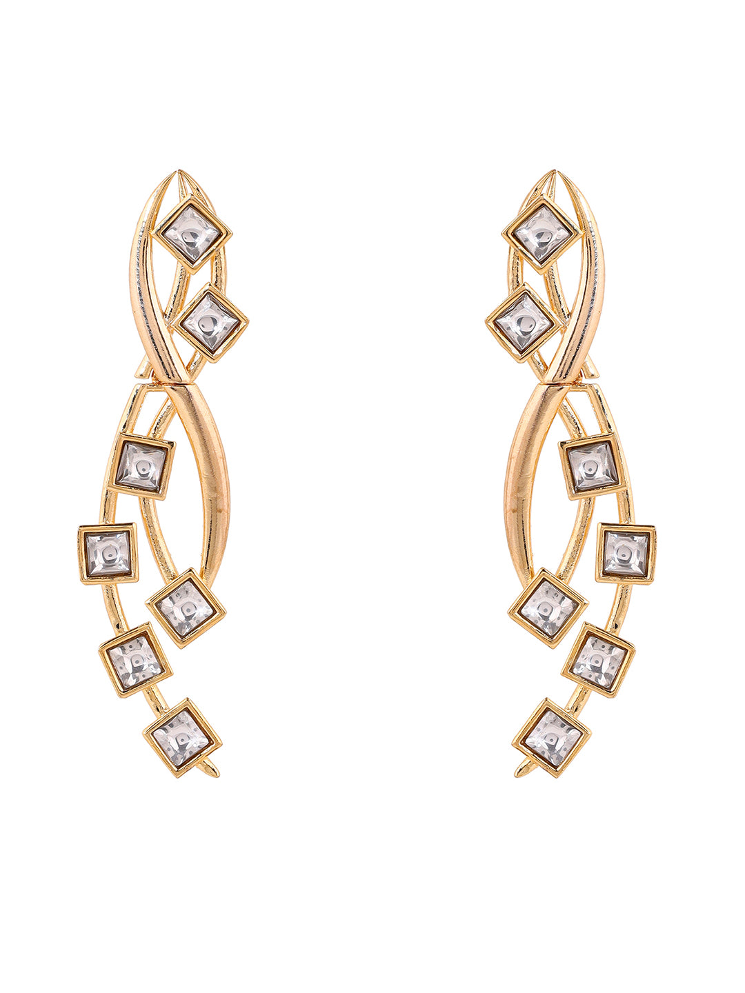 Priyaasi Elegance AD Gold Plating Statement Drop Earrings