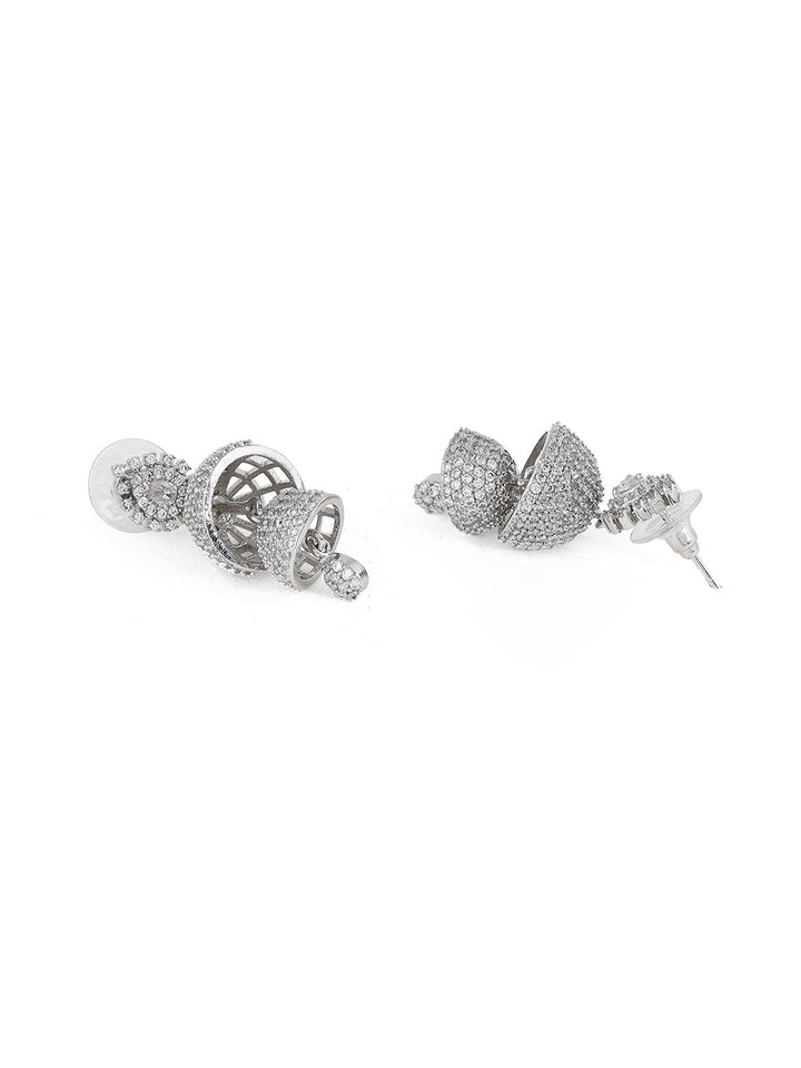 Priyaasi Elegant AD Ethnic Drop Silver Plating Jhumki Style Earrings