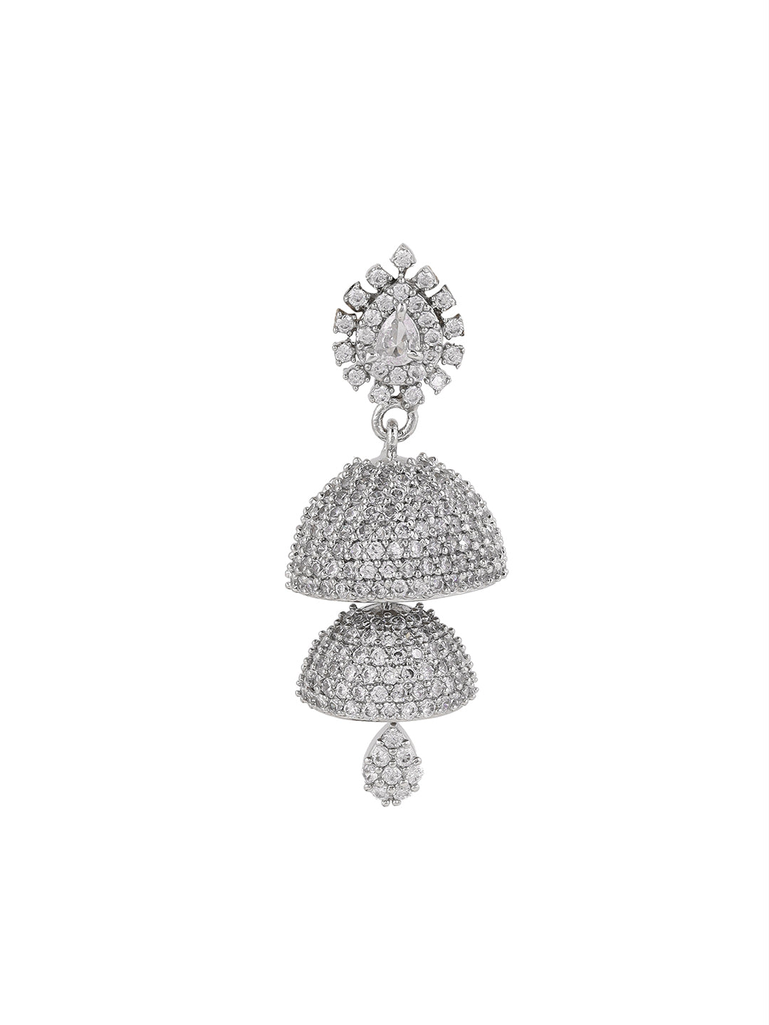 Priyaasi Elegant AD Ethnic Drop Silver Plating Jhumki Style Earrings