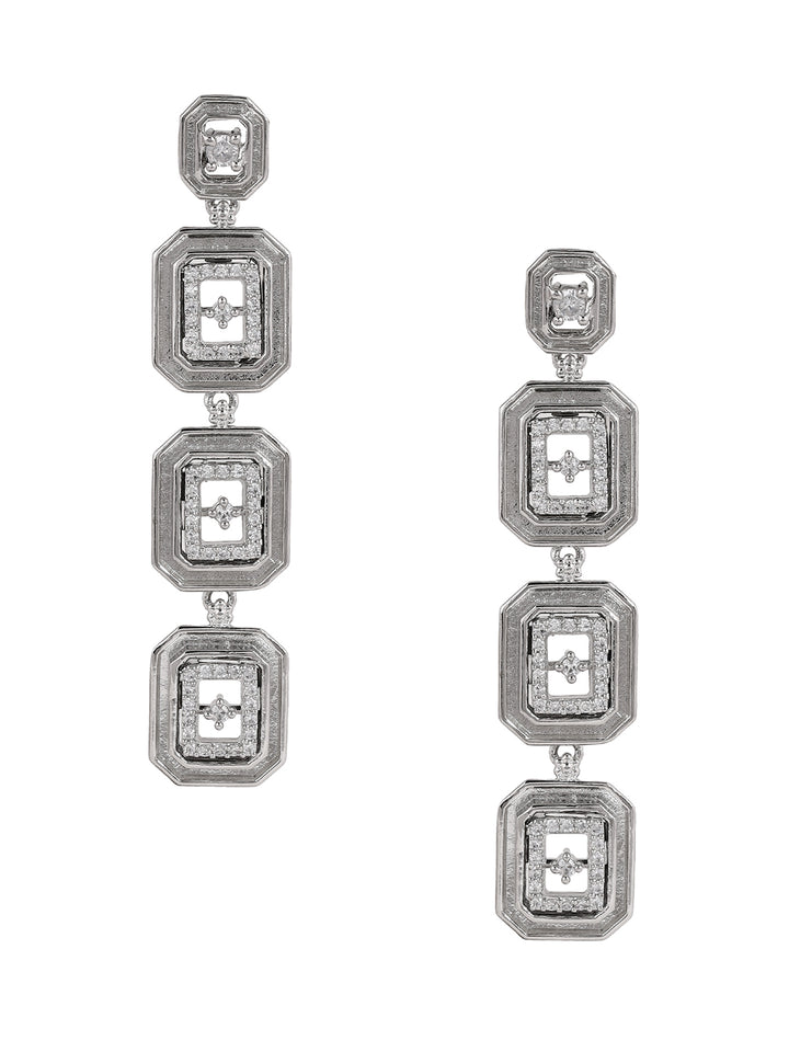 Priyaasi Statement Silver Plating Geometrical Design Drop Earrings