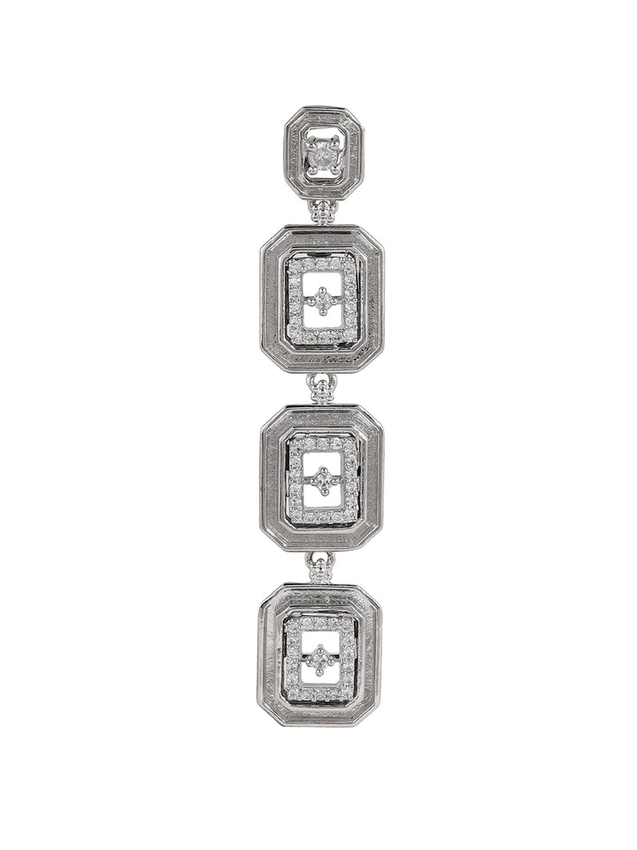 Priyaasi Statement Silver Plating Geometrical Design Drop Earrings