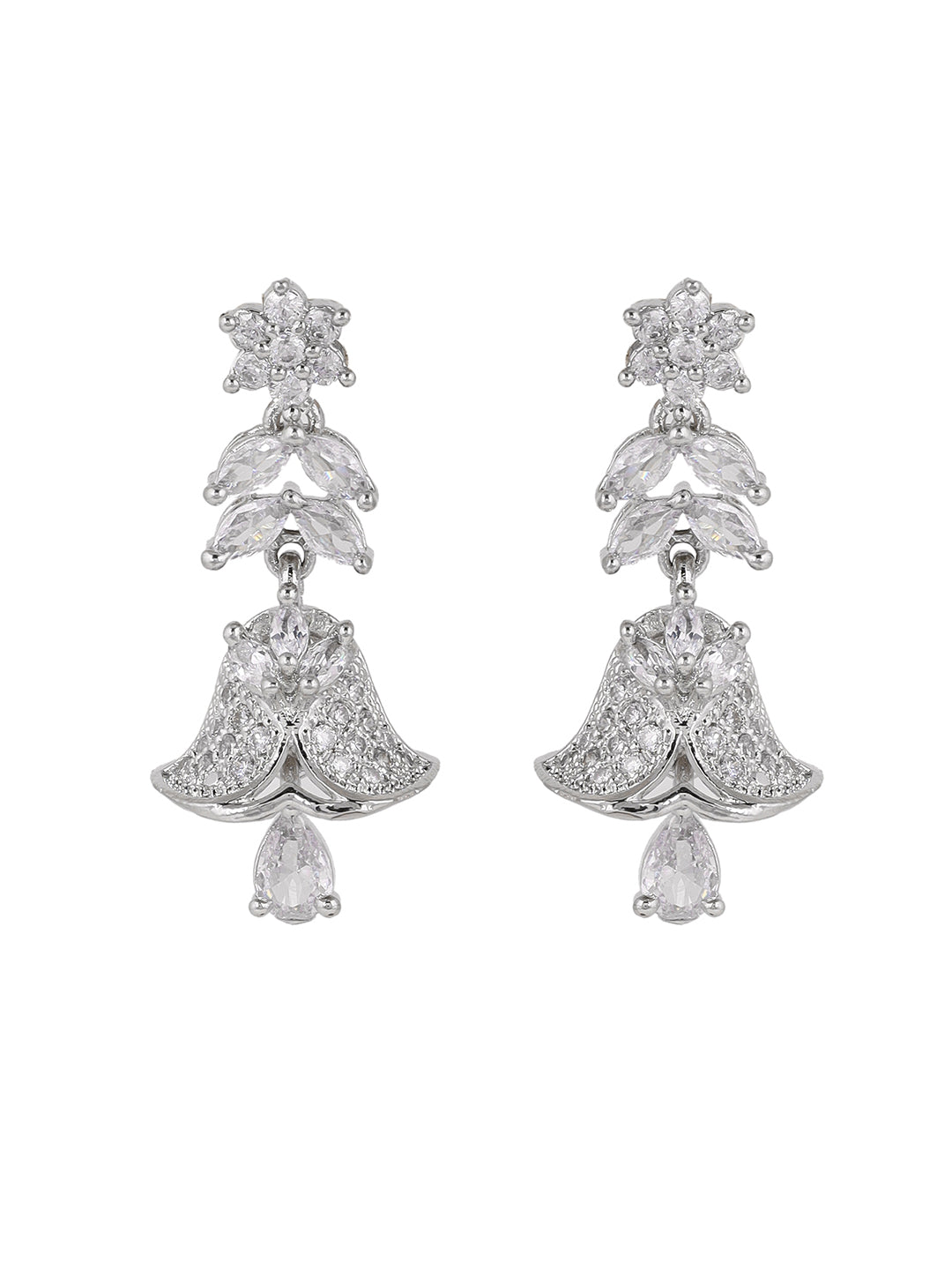 Priyaasi AD Silver Plating Floral mini jhumkis Fancy Earrings