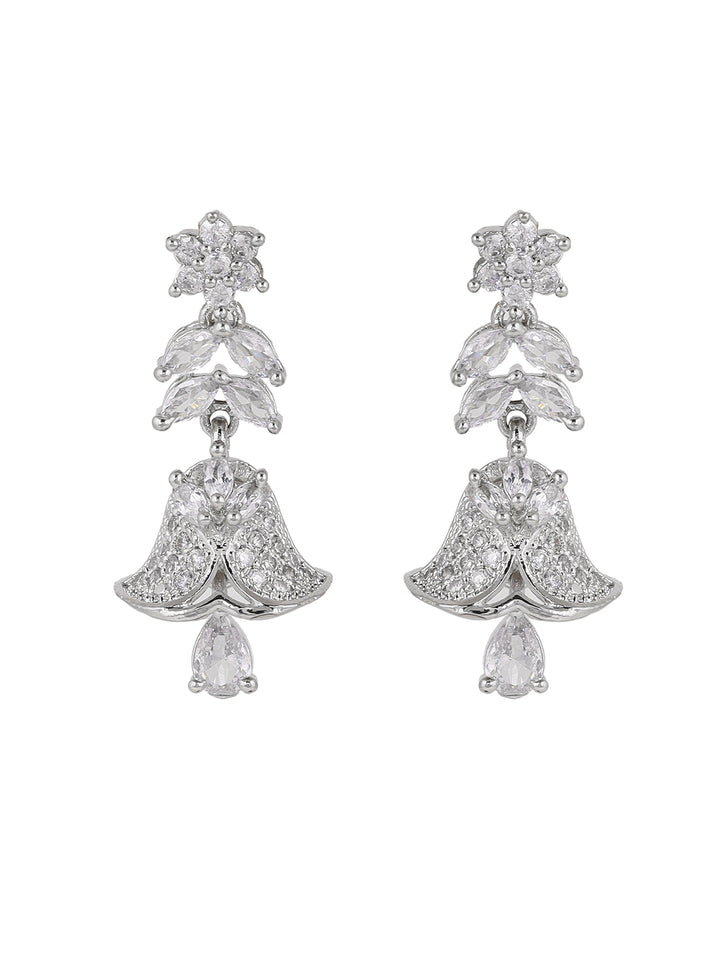 Priyaasi AD Silver Plating Floral mini jhumkis Fancy Earrings