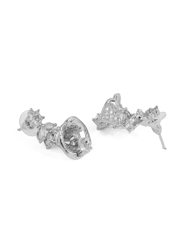 Priyaasi AD Silver Plating Floral mini jhumkis Fancy Earrings