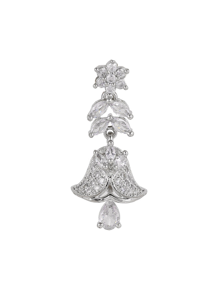 Priyaasi AD Silver Plating Floral mini jhumkis Fancy Earrings