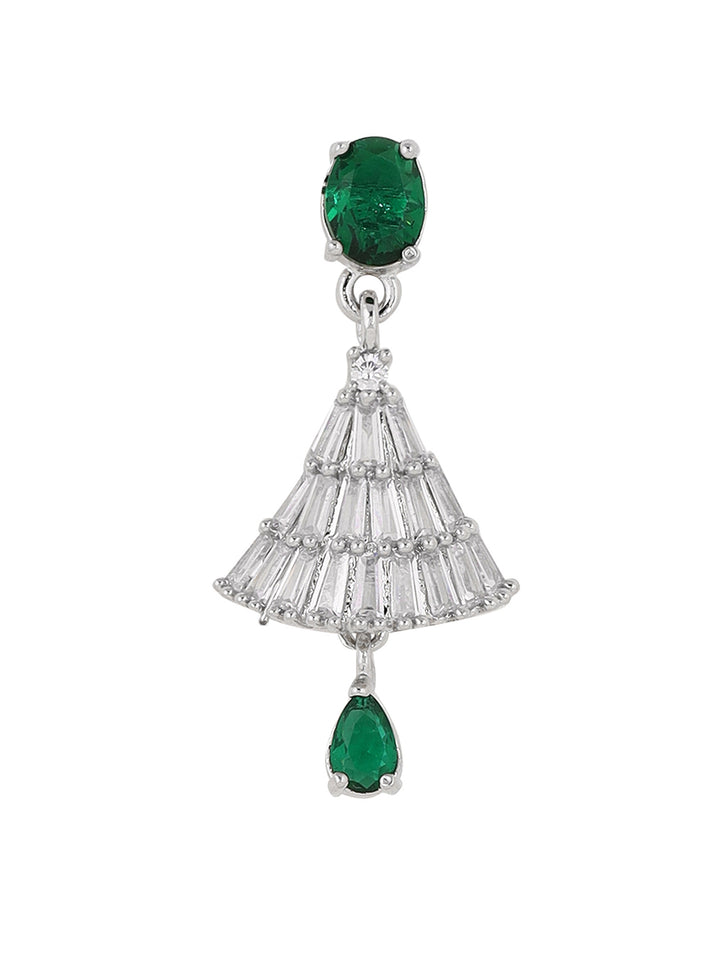 Priyaasi Emerald AD Stones Jhumkis Ethnic Elegance Silver Plating Earrings