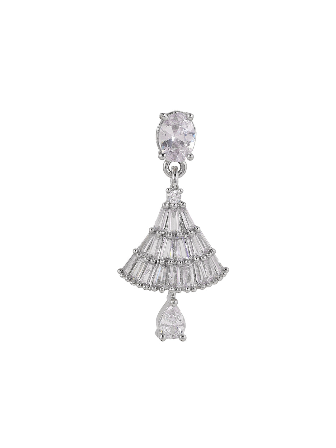 Priyaasi Rhinestone AD Jhumki Pattern Silver Plating Jhumka Earrings