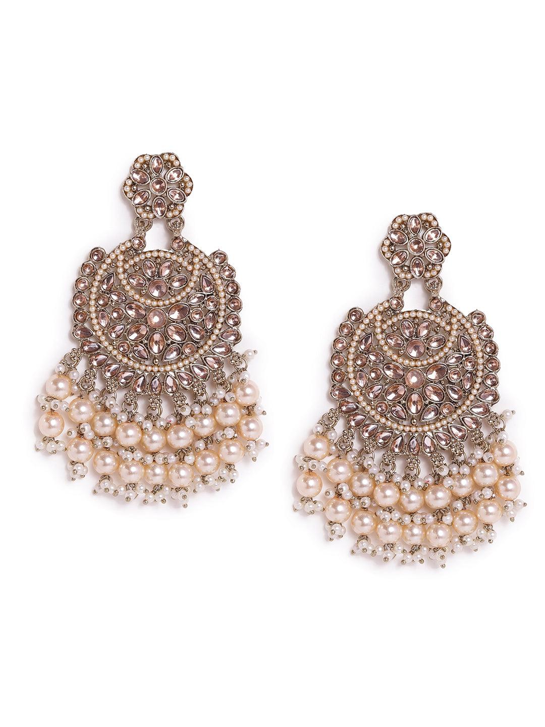 Priyaasi Gold Plated Fresh Water Pearls Jhumka Elegance Statement Earrings