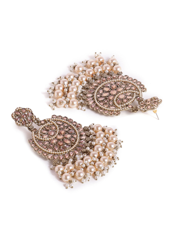 Priyaasi Gold Plated Fresh Water Pearls Jhumka Elegance Statement Earrings