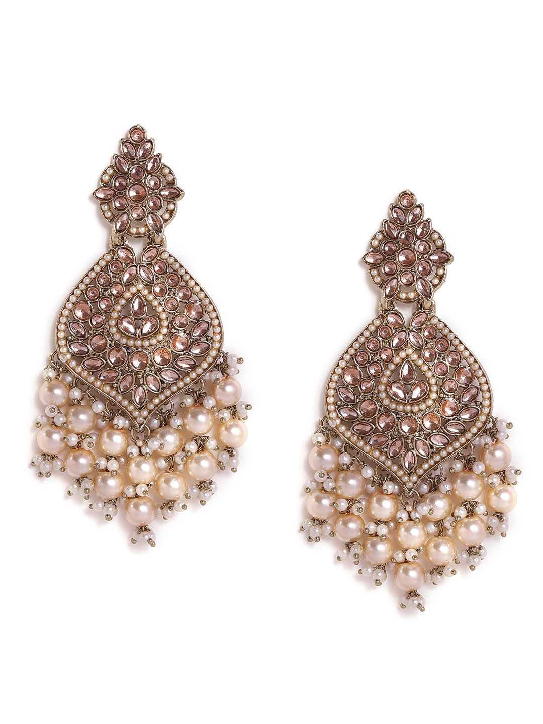 Priyaasi Gold kundan Fresh Water Pearls Drop style gold plated push back earrings