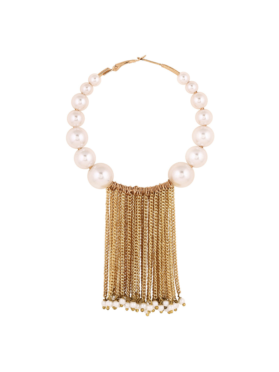 Priyaasi Gold Plated White Pearl Drop Earrings