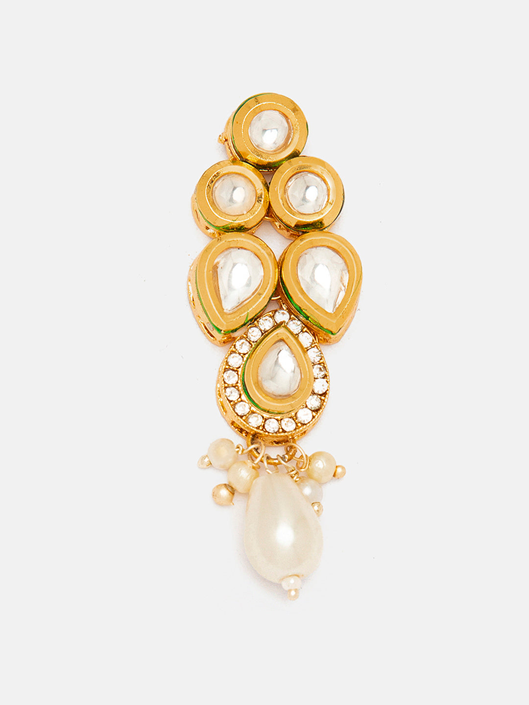 Priyaasi Plain Gold Plated Drop Style Kundan Pearl Pushback Drop Earrings