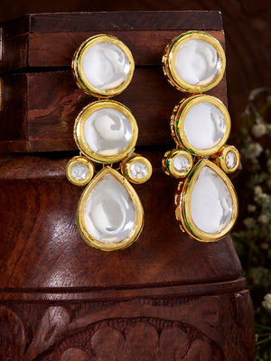 Priyaasi Elegant Kundan Drop Earrings in Gold Plated Splendor