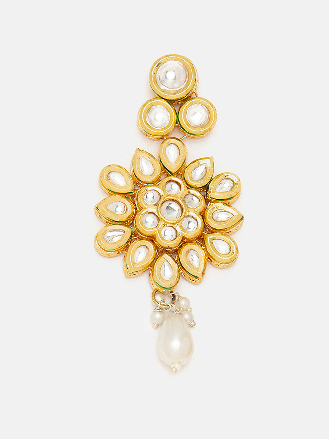 Priyaasi Gold Plated Bloom Exquisite Pearl and Kundan Drop Earrings