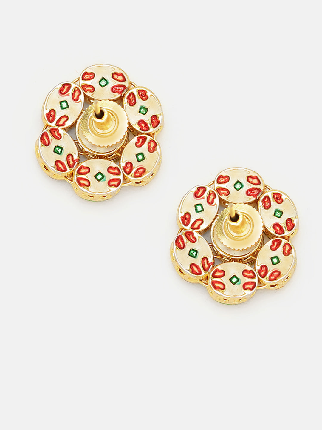 Priyaasi Opulent Floral Splendor Gold-Plated Kundan Stud Earrings