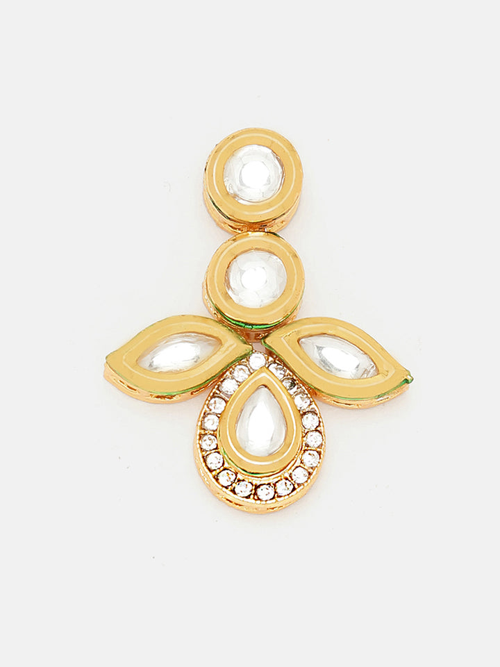 Priyaasi Mini Floral Drop Gold Plated Kundan Push back Elegant Earrings