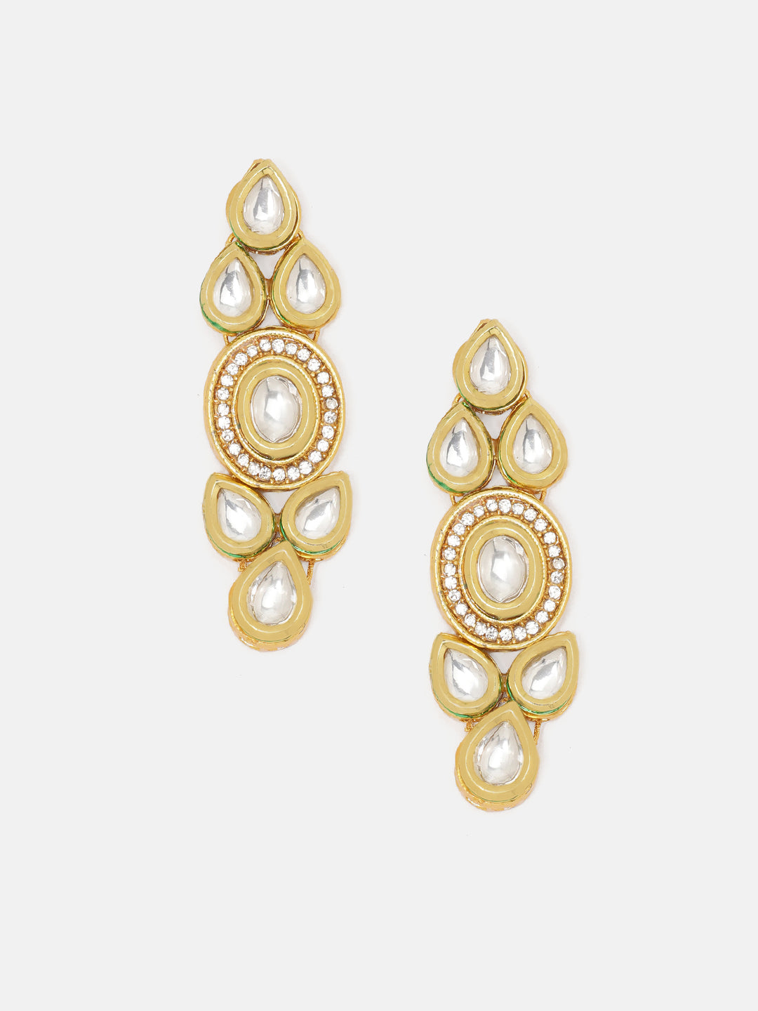 Priyaasi Gold Plated charm kundan Geometrical Design Drop Earrings