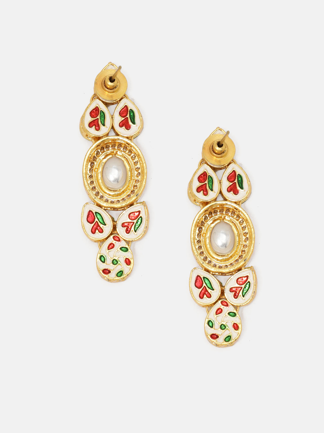 Priyaasi Gold Plated charm kundan Geometrical Design Drop Earrings