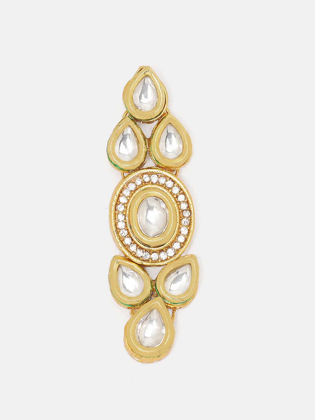 Priyaasi Gold Plated charm kundan Geometrical Design Drop Earrings