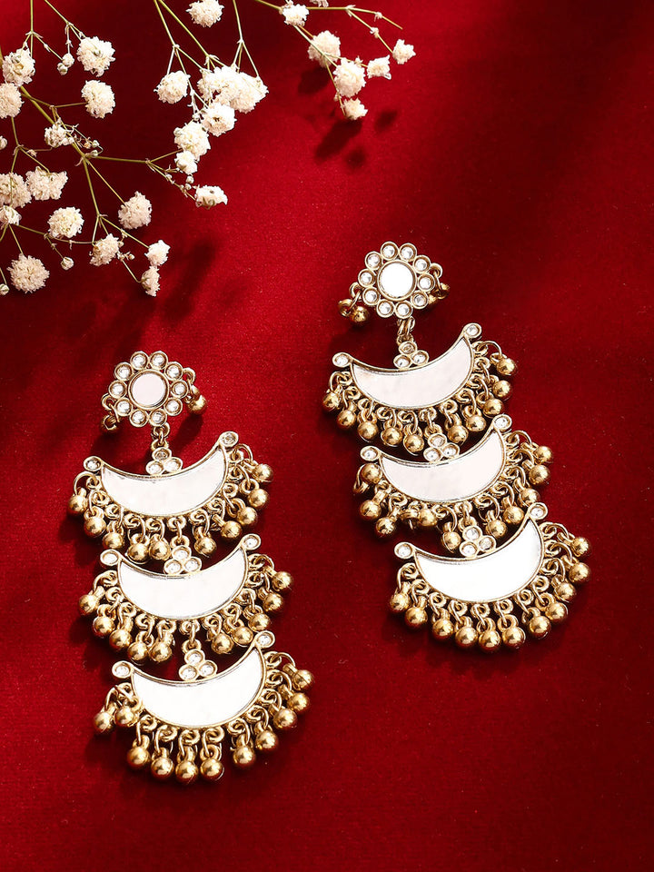 Priyaasi Gold Plated Mirror Chandbali Earrings