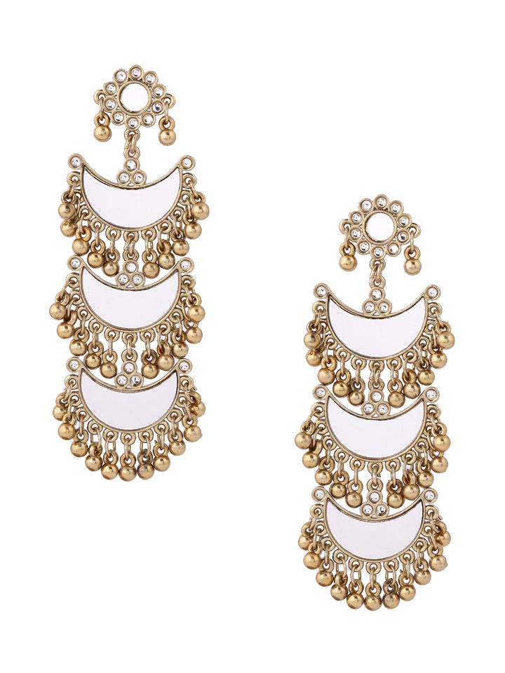 Priyaasi Gold Plated Mirror Chandbali Earrings