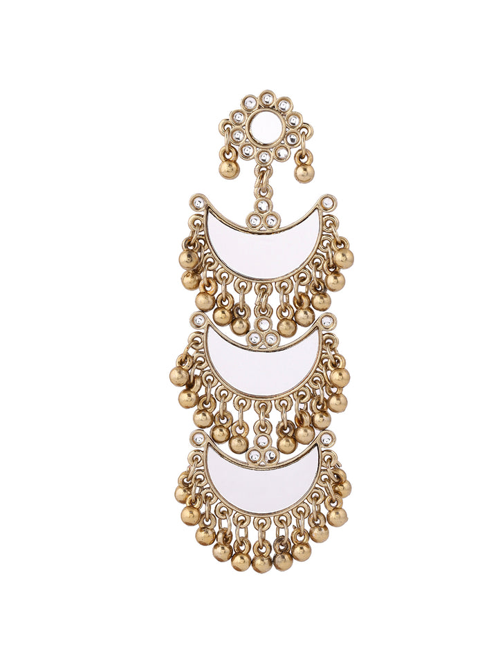 Priyaasi Gold Plated Mirror Chandbali Earrings