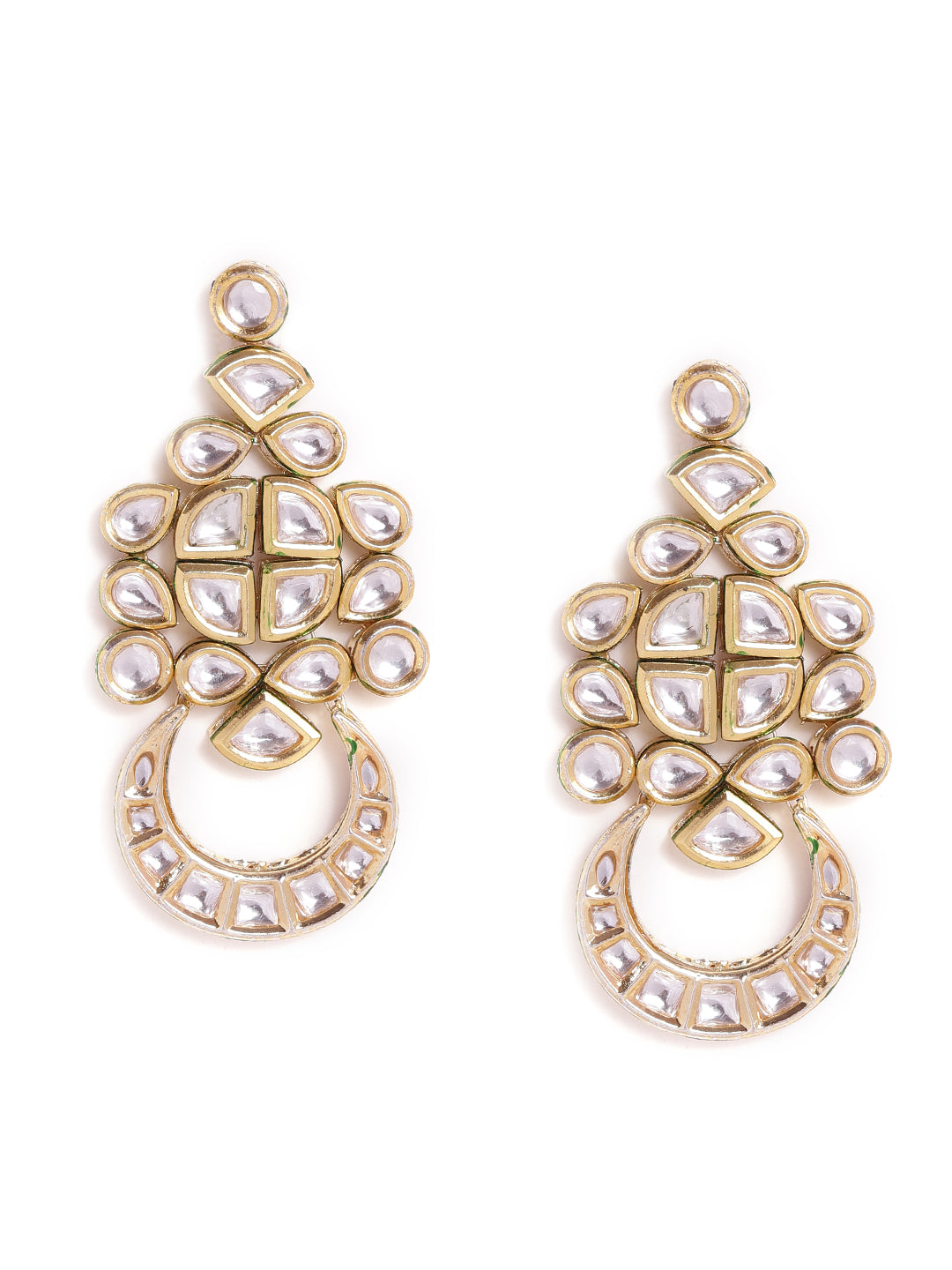 Priyaasi Floral Design Chandbali look Gold Plated Push back Earrings