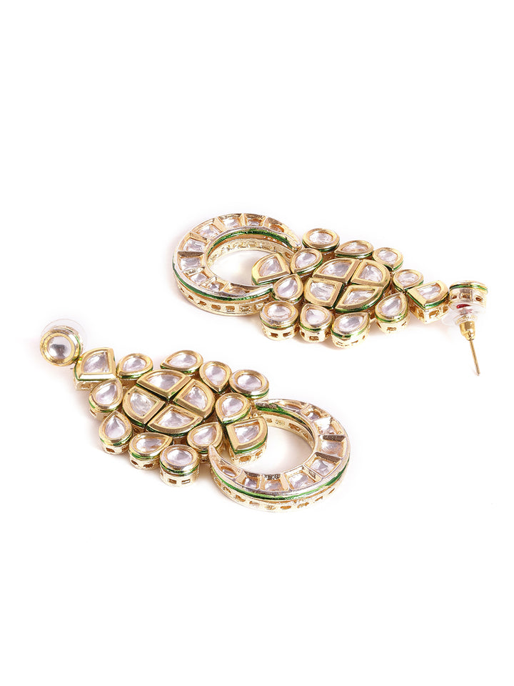 Priyaasi Floral Design Chandbali look Gold Plated Push back Earrings