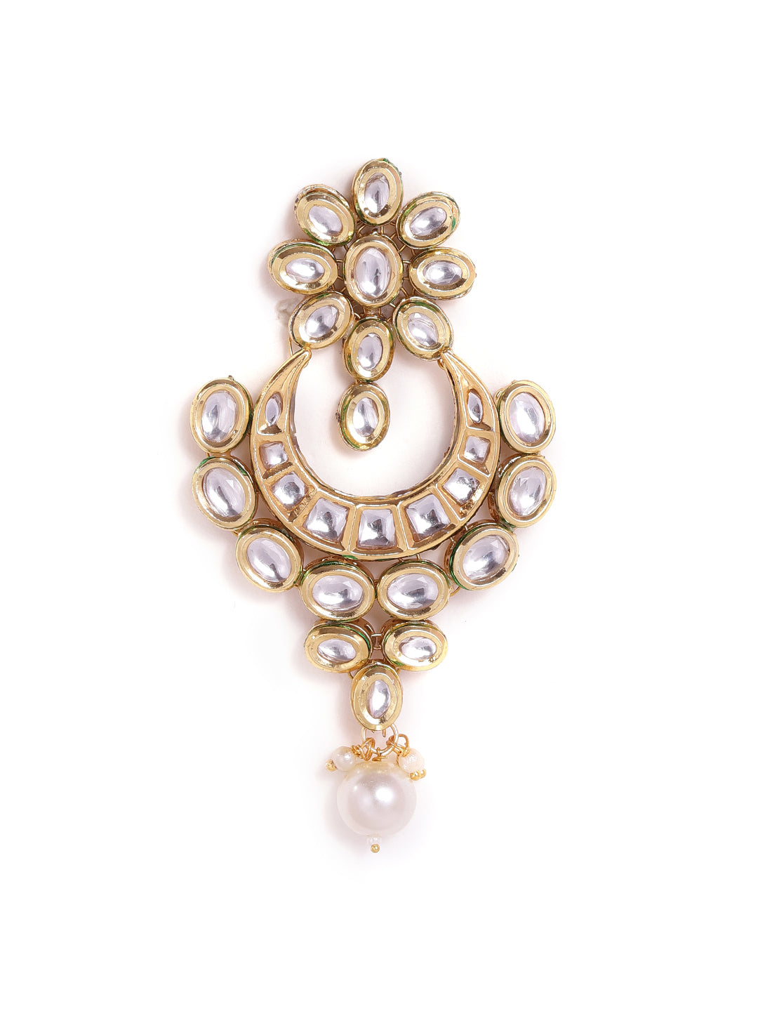 Priyaasi Floral Kundan Fresh Water PearlChandbali Gold Plated Push back earrings