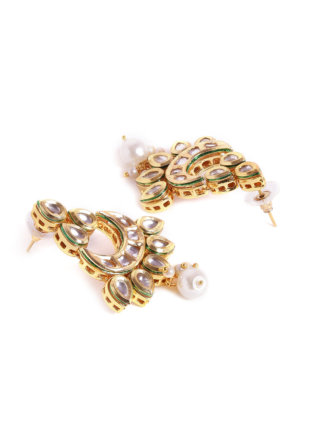 Priyaasi Mini Kundan Fresh Water Pearl chandbali gold plated push back earrings