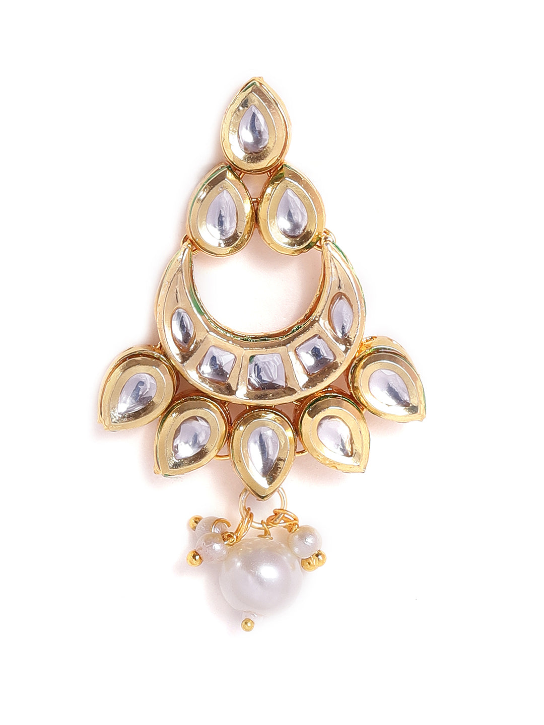 Priyaasi Mini Kundan Fresh Water Pearl chandbali gold plated push back earrings