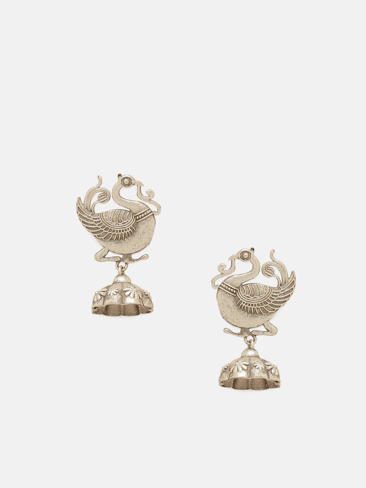 Priyaasi Silver Plated Oxidized Drop Earrings