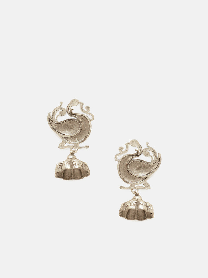 Priyaasi Silver Plated Oxidized Drop Earrings