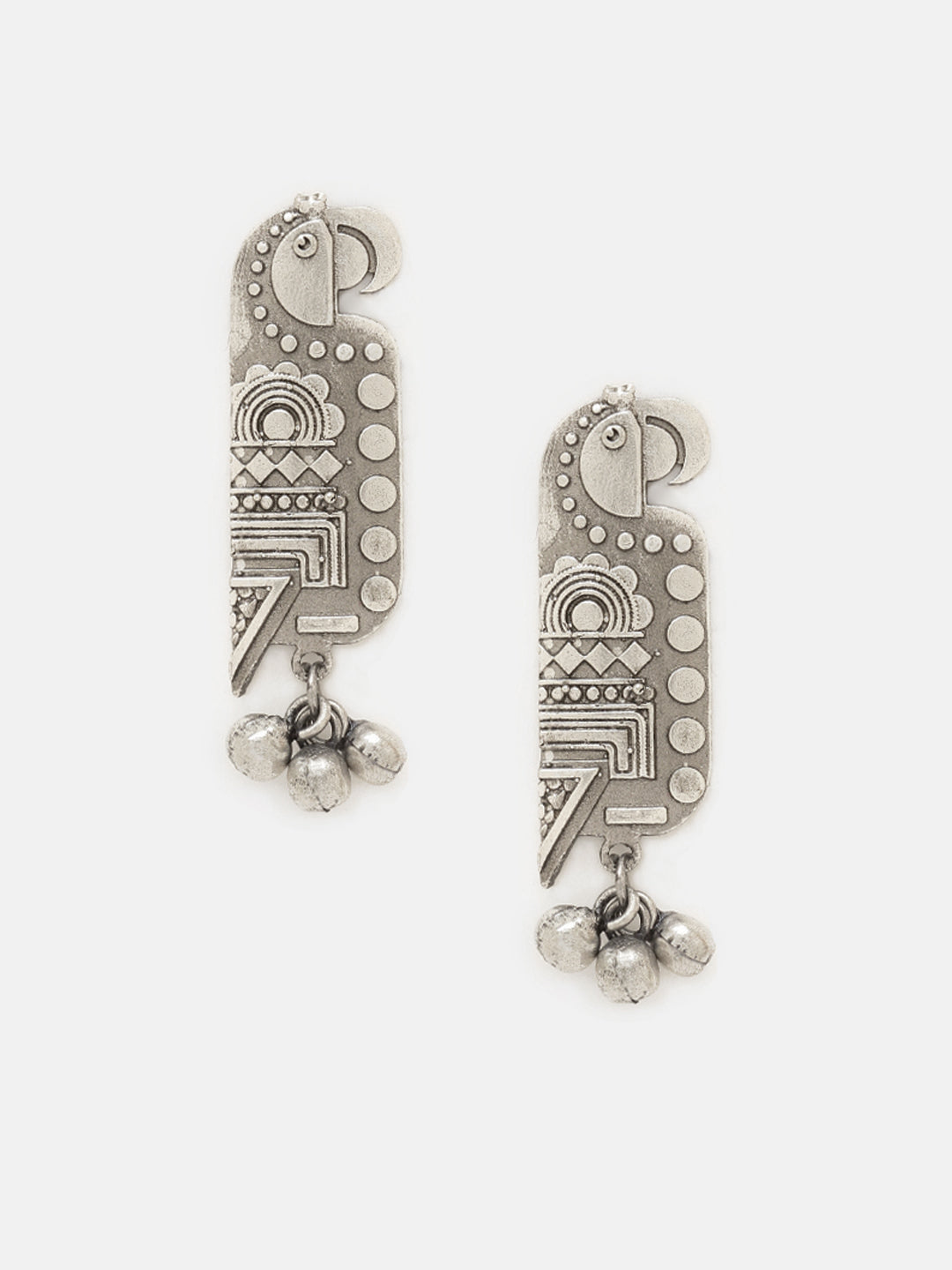 Priyaasi Silver Plated Oxidized Drop Earrings